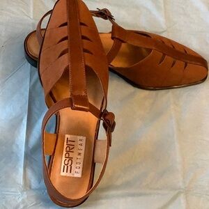Brand New, Women’s Esprit Genuine Brown Leather Sandals, soft suede, smooth